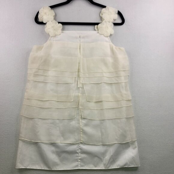 Charles Chang-Lima Silk Ivory Sleeveless Tiered Dress Floral Straps Size 4 USA - Picture 7 of 9
